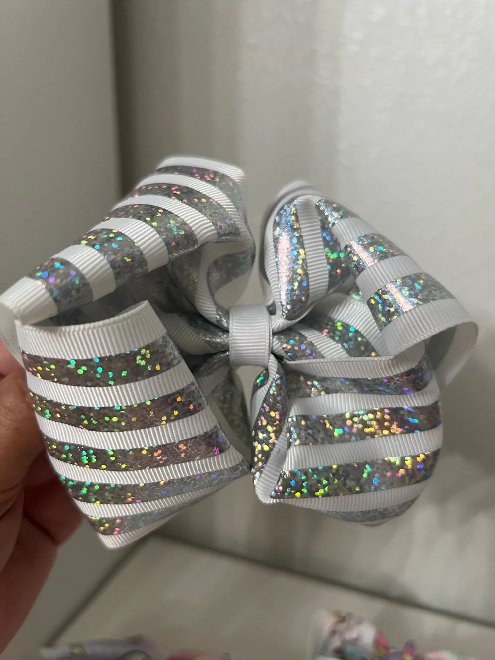 Assorted Kids Unicorn & Glitter Hair Bows - White, Silver, Pastel